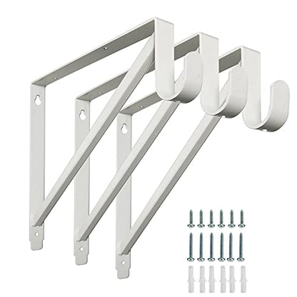 Heavy Duty Closet Shelf and Rod Brackets (White, 3 Pack) - color: White