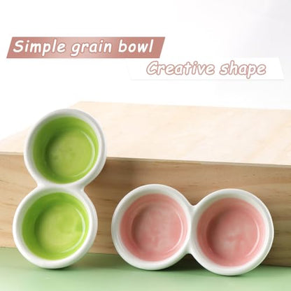 2 Pack Hermit Crab Food and Water Bowl Hamster Ceramic Bowl Anti-Turning Feeding Dish for Hamster Sugar Glider Hermit Crab (Random Color)