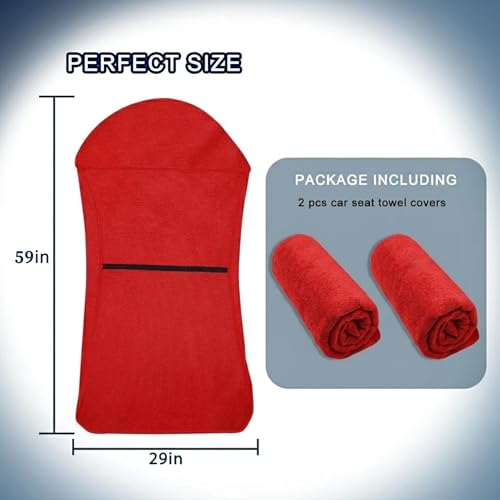 Car Seat Towel Cover, Universal Front Seat Protector for Cars, SUVs and Trucks, Sweat Towel Car Seat Cover for Gym, Yoga, Swimming, Pets and Family Travel, Haute Red, 2 Pack - color: Haute Red