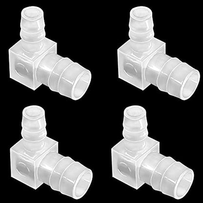 1/2" to 5/16" Hose Barb 90 Degree Elbow L Reducer Fitting, Barbed Joint Splicer Mender Adapter Union Adapter for Boat Aquarium Fuel Gas Liquid Air (Pack of 4)