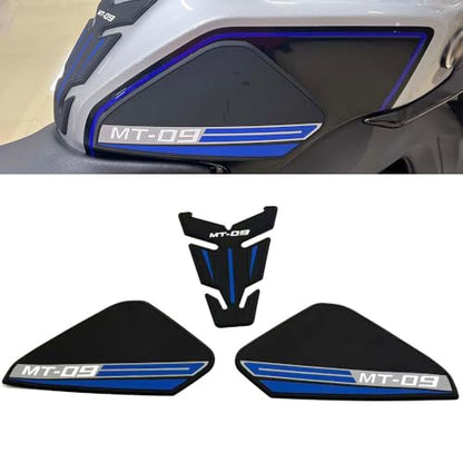 Motorcycle Fuel Tank Rubber Protection Pads for Yamaha MT-09 MT-09 SP 2025 - Anti-Slip Scratch Resistant Tank Traction Grips Sticker Decals (A) - color: blue