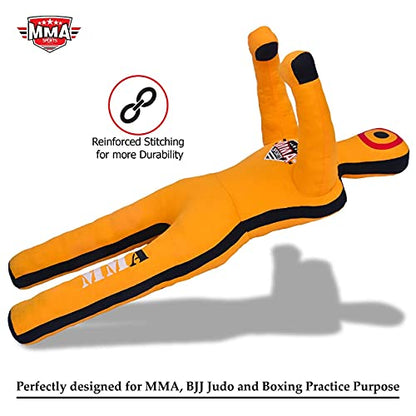MMA Sports Brazilian JIU Jitsu Grappling Submission Throwing Dummy Punching Heavy Bag Kick Boxing Dummies UNFILLED - color: Yellow, size: 4ft, style: Standing