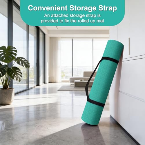 RINREA 72"x48" Extra Wide Yoga Mat, 8mm Thick Exercise Mat for Home Gym - color: Green