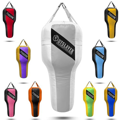 Angle Uppercut Heavy Punching Bag for Boxing & MMA - Customizable Colors, Optional D-Ring, Unfilled/Soft Filled Choices - Made in USA - color: Gray/White, style: Filled Without Bottom D-Ring