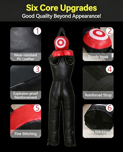 Hanging Grappling Dummy, Martial Arts Doll, MMA Wrestling Dummy, Durable Canvas Fabrics, Standing Sitting Laying Throwing, for Boxing Karate Training UNFILLED