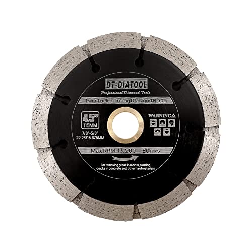Sandwich Tuck Point Blade - 4-1/2 Inch Mortar Raking Crack Chaser Dual Diamond Blade 7/8"-5/8" Arbor for Mortar Removal,Grout Concrete Asphalt Surfaces Repair,Masonry Brick Stone Cutting - size: Blade 4.5"(115mm)