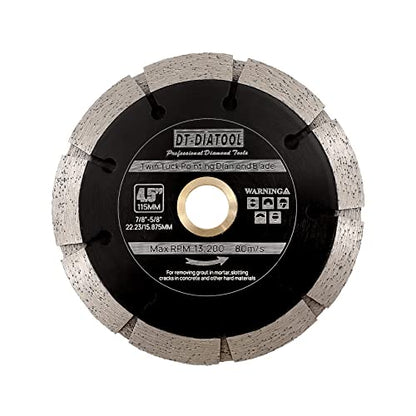 Sandwich Tuck Point Blade - 4-1/2 Inch Mortar Raking Crack Chaser Dual Diamond Blade 7/8"-5/8" Arbor for Mortar Removal,Grout Concrete Asphalt Surfaces Repair,Masonry Brick Stone Cutting - size: Blade 4.5"(115mm)