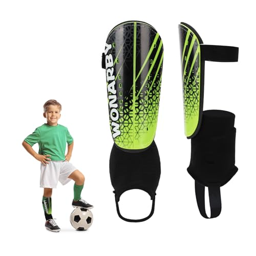 Shin Guards Soccer Youth Kids, Shin Guard Boys Girls Teenagers 2-18 Yrs Old | Soccer Shin Guards with Ankle Sleeves Protection - Football Shin Pads Equipment with Adjustable Strap - color: Green, size: Small