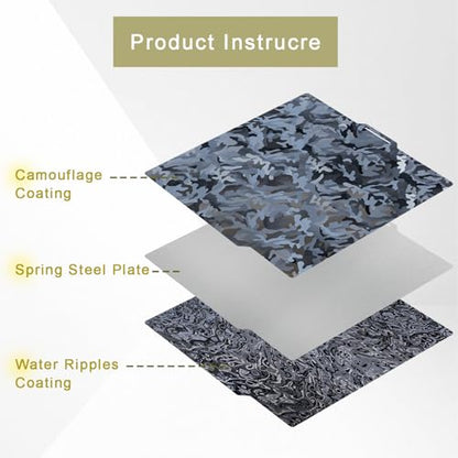 PEY (Camouflage & Ripple) 3D Printer Print Bed Spring Steel Build Pate Compatible with Bambu X1 / X1C / X1E / P1P / P1S / A1