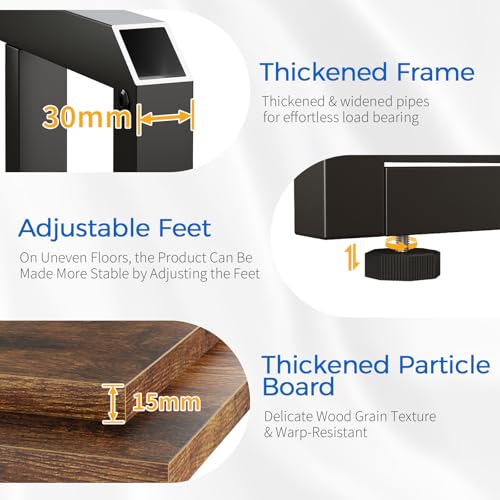 55 Gallon Fish Tank Stand with Power Outlet,Adjustable Aquarium Stand, Heavy Duty Terrarium Stand,Metal Frame Reptile Turtle Tank Stand Suitable for Home Office,860LBS Capacity, Rustic Brown - color: Rustic Brown, size: 55 Gallon