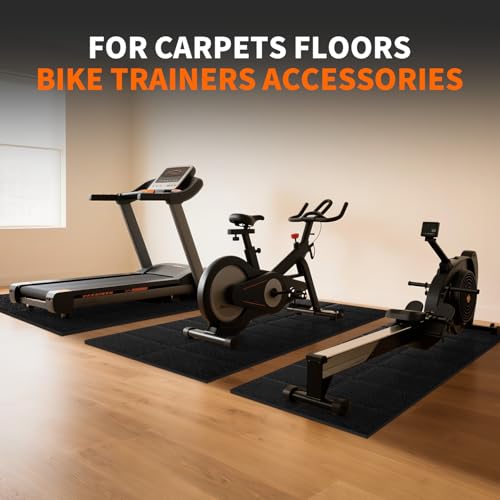 THAILE Exercise Bike Mat for Peloton, 63" x 30" x 6mm Floor Protector | Stability & Cushioning Reduces noise and vibration under Peloton-compatible bikes, spin bikes, treadmills and walking pads. - size: 63"L x 29.5"W x 0.24"Th