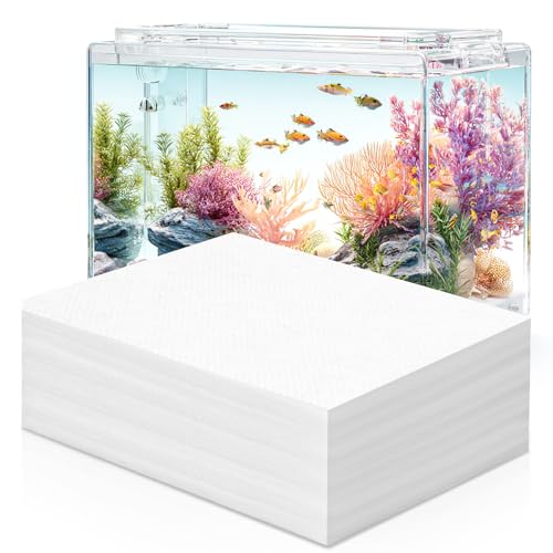 100PCS Aquarium Filter Pad Color Absorbing Sheets - Aquarium Filter Media Remove Driftwood Tannins, Remove Yellow Water, Filter Floss Pond Filter Media for Aquarium, Freshwater and Saltwater