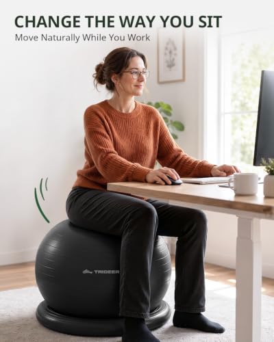 Trideer Exercise Ball Chair – Yoga Ball Chair for Office, Pregnancy & Home - color: Black, size: L(23-26inches/58-65cm)