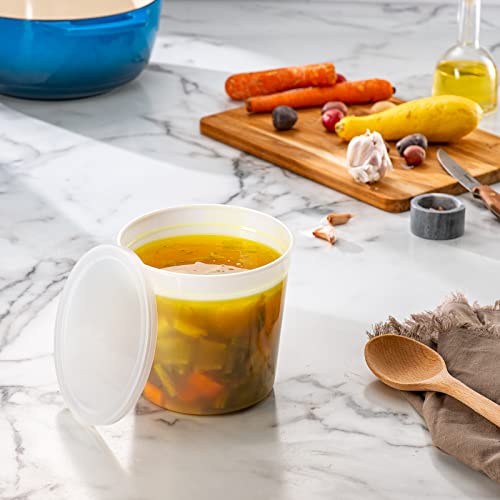 GUSTO [20 Sets] 86 oz. Plastic Food Storage Deli Containers with Lids, Ice Cream Bucket & Soup Pail - (Formerly Comfy Package)