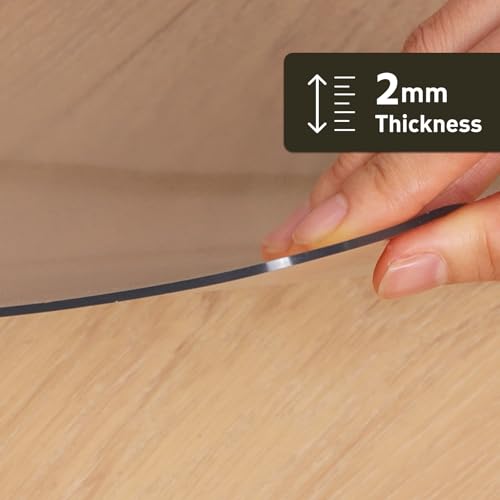 3x3ft Clear PVC Floor Mat, 2mm Thick Waterproof Protective Mat for Hard Floors, Under Refrigerator, Pet Bowls, or Appliances – Cuttable, Easy to Clean - size: 3' x 3' (Rectangular)
