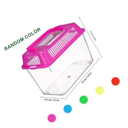 NUOBESTY 4pcs Portable Transparent Fish Tanks Mini Plastic Aquarium Box with Handle for Reptile Hamsters Tortoises Small Fish Carrier