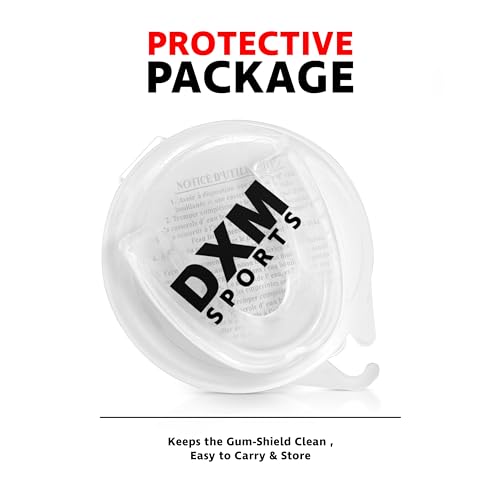 DXM SPORTS Mouth Guard – Sports Mouthguard for Football, Boxing, Basketball, MMA, Karate, Hockey, Lacrosse, Wrestling and Soccer – Comes with Protective Case (Transparent, Adult) - size: Adult