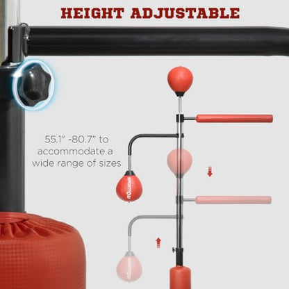 Soozier Boxing Bag Stand with Speed 55.1" to 80.7" - color: Red