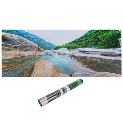 PVC Mountain Interval Rivers Fish Tanks Wallpaper, Aquarium Background Poster, Non - Glare Decor with Adhesive Backing for Freshwater Saltwater Tanks, 122x50cm