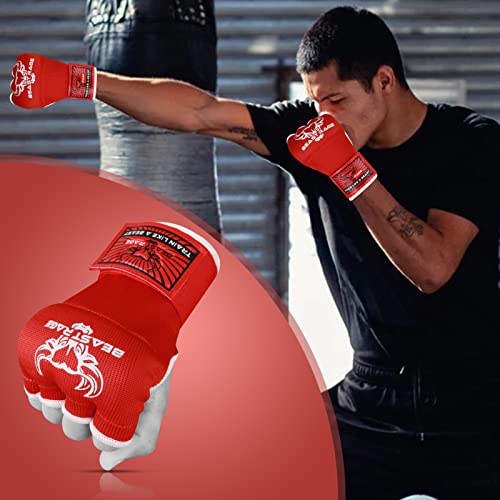 BEAST RAGE Inner Gloves with Hand Wraps Quick Wrap Long 36" Wrist Support MMA Muay Thai Bandages Punching Martial Arts Training Men Women Kickboxing Bandages Under Bag Gloves - color: Red Rage, size: S (Adult)