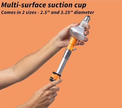 Light Bulb Changer Attachment Kit // High Reach Light Bulb Changer Grabber Fits All Extension Poles with Standard Acme Thread // Includes 2 Suction Cups and a Microfiber Cloth (Pole Sold Separately)