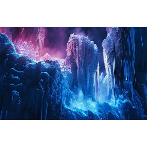 Fantasy Cave Aquarium Background Stalactites and Stalagmites Ice Cave Reptile Tank Background Spectacular Ice Cave World Fish Tank Background Ice Cave Reptile Enclosure Backgrounds 24x12in - color: Blue_Purple, size: 24(W)x12(H)inches/ 60(W)*30cm(H)