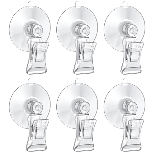 Pawfly 6 Pcs Aquarium Suction Cups with Clips, Aquarium Suction Cup Clips, Clear Plastic Fish Feeding Tool, Plant Leaf Seaweed Clips, Veggie Feed Holder, Underwater Fish Feeder, Fish Tank Accessories