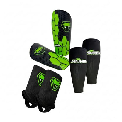 Mamba Ultimate Shin Guard Bundle, 3 in 1 | Soccer Shin Pads, Ankle Guards & Compression Sleeves for Protection & Comfort | Kids/Adults - size: Medium