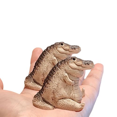 Small Crocodile Fish Tank Decorations, Cute Lively Crocodile Aquarium Decoration, Animal Fish Tank Display Decor,Ornamen Artificial Resin Accessories 2 Pack