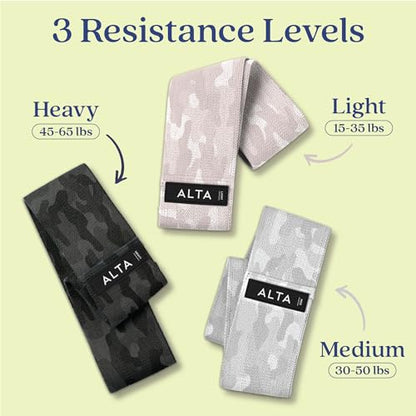ALTA Booty Bands for Women, Non-Slip Fabric Resistance Bands for Working - color: Camo