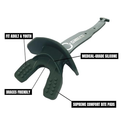 O Shield Striker Football Lip Guard with Permanent Strap - color: Dark Green