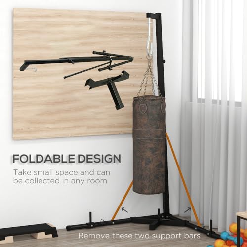 Heavy Duty Steel Punching Bag Stand with Adjustable Height and Foldable Design for Home Gym Use