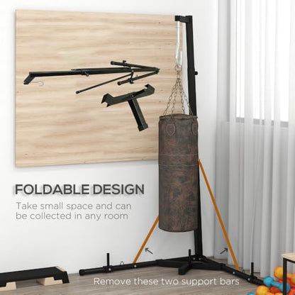 Heavy Duty Steel Punching Bag Stand with Adjustable Height and Foldable Design for Home Gym Use