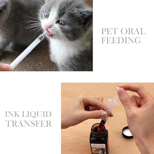 5 PCS 1ml with Cover, Plastic Syringe Small Syringe, Non-Hypodermic Syringes with Cover, with scale for Scientific Labsfor Scientific Labs, Measuring, Feeding Pets (1ml) - size: 1ml