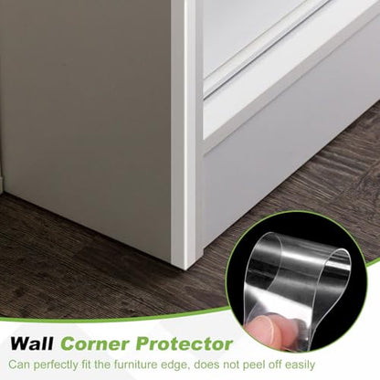 PATIKIL Clear Edge Protector Strip, 3 Roll 1.2 in x 16.4 ft Table Edge Protector Self Adhesive Cabinet Soft Corner Guard for Furniture Countertop Kitchen Wall Window