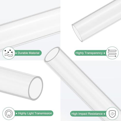 M METERXITY 2-Pack Clear Rigid Acrylic Pipe, 22mm[0.87"] ID x 26mm[1.02"] OD Plastic Round Tube for Water Cooling System/Lamps/Fountains/Aquariums/Display Stand, Acrylic Tubing [305mm/12IN] - size: 22mm ID x 26mm OD