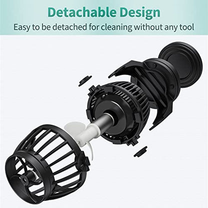 Uniclife Aquarium Wave Maker for 120-300 Gallon Fish Tanks 3400 GPH Adjustable Circulation Pump with Controller and Strong Magnetic Suction Base Submersible Power Head for Fresh and Salty Water - size: 120-300 Gallon