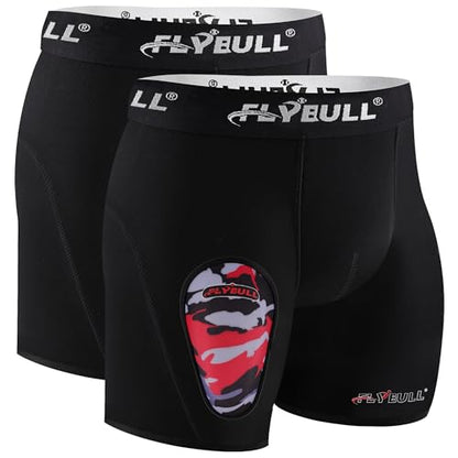 2-Pack Boys Cup Underwear Youth Boxer Briefs with 1 Protective Athletic Cup for Baseball, Football, Lacrosse - color: Black, size: X-Small