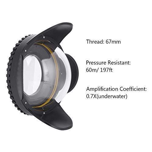 Sea frogs Dome Port Lens, 67mm Fisheye Wide Angle Lens Shade Underwater Camera Housing Case 60m Waterproof Underwater Dome Port Housing
