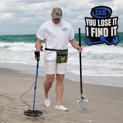 Sand Scoops for Beach Metal Detecting Stainless Steel Beach Metal Detecting Shovel Underwater Treasure Hunting, Metal Detector Accessories(Bag + Scoop + Carbon Fiber Handle), (11x7 + Handle) - size: 11 x 7 in + Handle