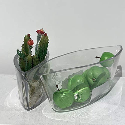 WGV Glass Candle Holder, Length 8.25", Width 2.5", Height 3", Clear Boat Floral Tea Light Pillar Container Planter Terrarium for Wedding Party Ceremony Event Office Home Decor 1 Piece - size: 8.25" Long