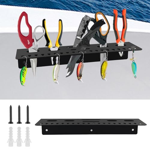 Fishing Tool Holder for Boat,Fishing Tool Organizer for Boat,Pliers,Knives,Lures Holder for Boat,Screw Mount,Black