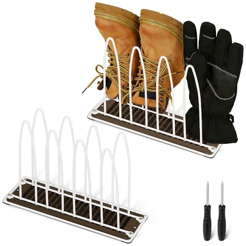 2 Pack Metal Shoe Drying Rack for Dryer, Shoe, Boot and Glove Rack, White