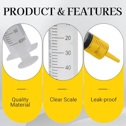 60ml Syringes Without Needle, 4 Pack Plastic Syringe with Cap for Pet Feeding, Scientific Labs, Glue, Oil & Precise Liquid Measurement - size: 60ml
