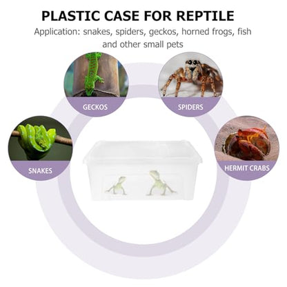 POPETPOP Reptile Breeding Box Plastic Spider Enclosure : Reptile Feeding Box Spider Terrarium - Transparent Hatching Container for Lizard Gecko, 25.8X15.1X11cm