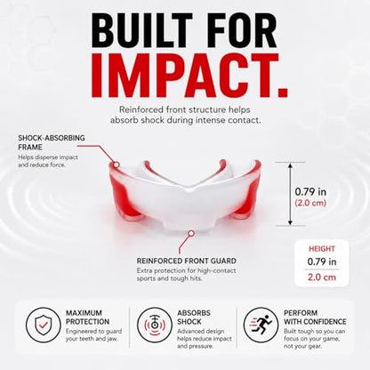 Mouth Guard for Sports, Youth&Adult Mouthguard for Football, Lacrosse, Hockey, Boxing, MMA, Mouth Piece, Protective Gear (White Red) - color: White Red