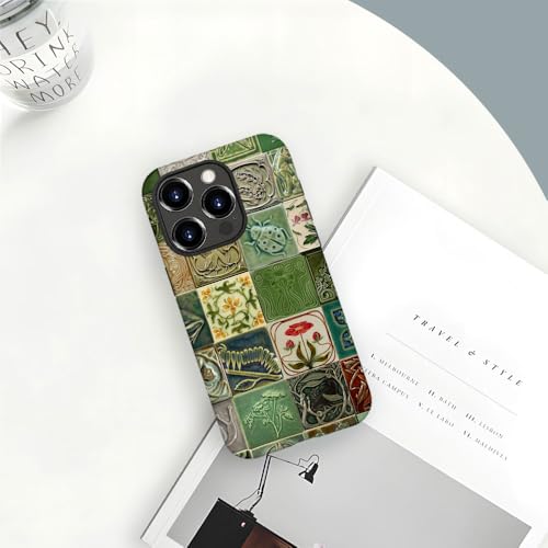 Compatible with iPhone 14 Pro Max,Durable & Shockproof Phone Case Cover Design - Collage Tiles Vines Snails Nature - color: Collage Tiles Vines Snails Nature, size: iPhone 14 Pro Max