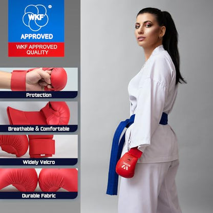 Wesing WKF Sparing Karate Gloves Without Thumb Protection Blue Red - color: Blue, size: Medium