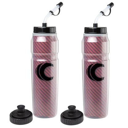 Cannon Sports 28oz Insulated Squeeze Water Bottle with Straw, Leak Proof Lids, 2 lids (Straw and Squeeze), Double Wall Insulation, Wide Mouth, BPA-Free (2 Pack) (Red) - color: Red