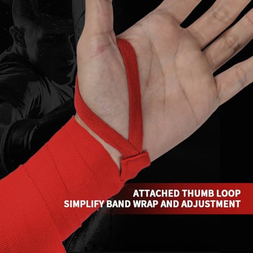 Flex Boxing Hand Wraps - 236 Inch/6M Extra Long for Premium Protection and Ultimate Performance - color: Red